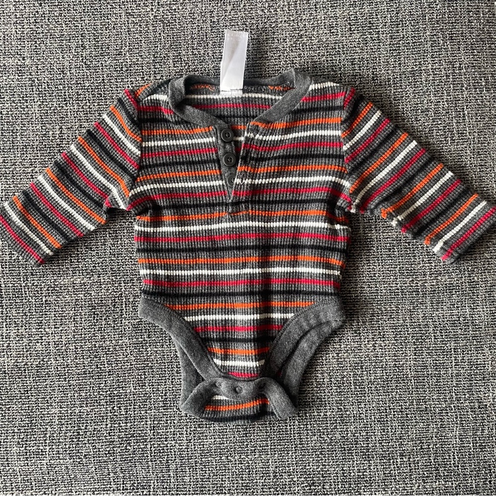 Old Navy Striped Long Sleeve Baby Onesie 0-3 Months
